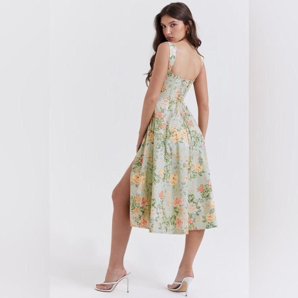 House of CB Corset Midi Sundress XS - Jade Floral Print - Picture 4 of 8